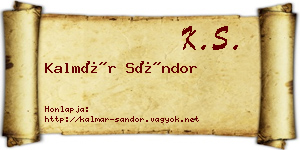 Kalmár Sándor névjegykártya